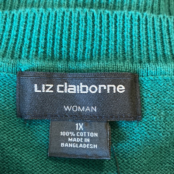 Liz Claiborne emerald and white sweater - Picture 3 of 4